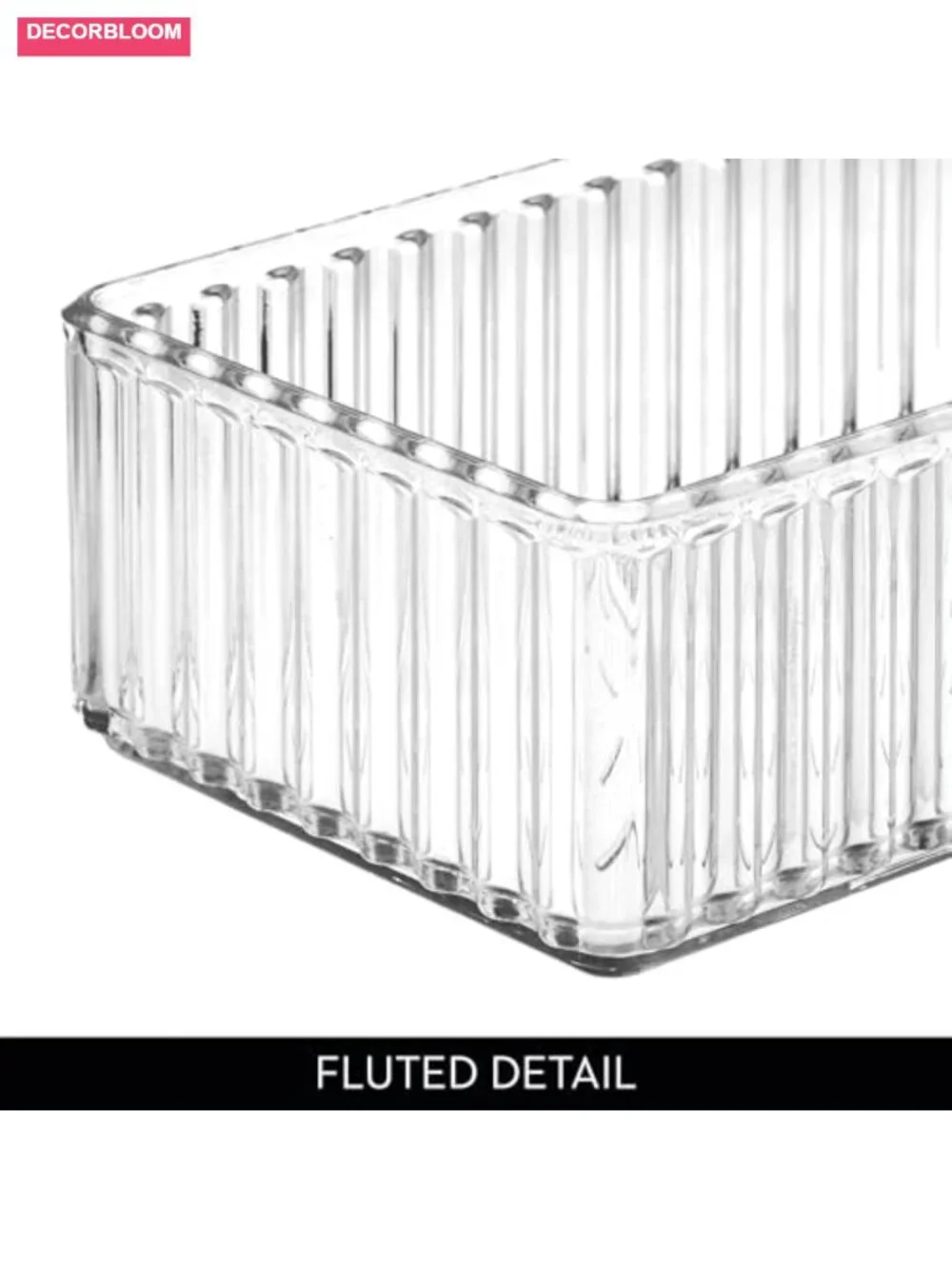 Fluted Makeup Drawer Organizer Small Clear Plastic Storage Bin